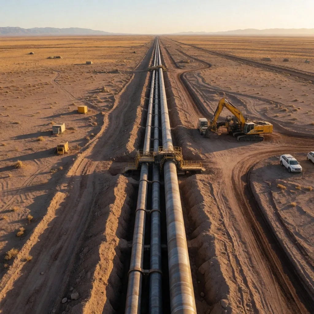 Gasoducto cruzando la estancia neuquina hacia Buenos Aires